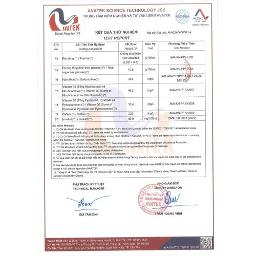 Giấy kết quả mẫu thử nghiệm sản phẩm